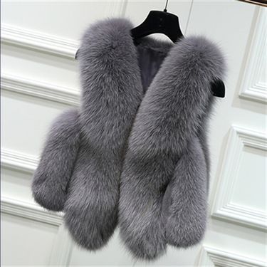Women's Clothing Fox Fur Vest Women's Winter Vest Ladies Stitching Vest Short Fur Coat_autovado.com