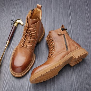 2021ss High Street Brand British Style Vintage Genuine Leather Boots Plush Warm Boots Streetwear Men Shoes Male Sneakers_autovado.com