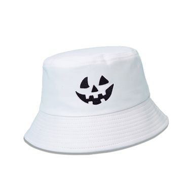 Hot Sale Pumpkin Color Grie Embroidery Bucket Hats Women Men Halloween Party Bob Hip Hop Fisherman Hat Simple Orange White Panama_autovado.com