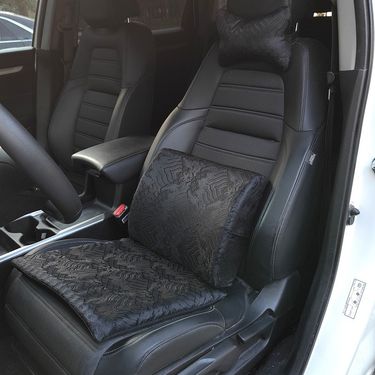 JDM Black Interior Bone Ice Silk Latex Waist Pillow Four Seasons Universal Seat Cushion_autovado.com
