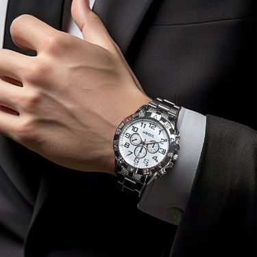 large dial three eyes steel band watch blue light glass men's watch men's watch_autovado.com