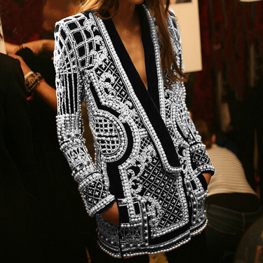 Women's autumn fashion V-neck long-sleeved thickened mid-length suit jacket_autovado.com