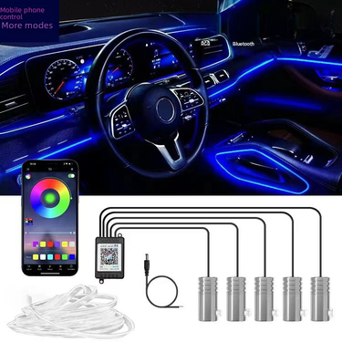 Car interior hidden atmosphere lights modified 64-color car atmosphere lights APP seven-color voice-controlled decorative lights_autovado.com