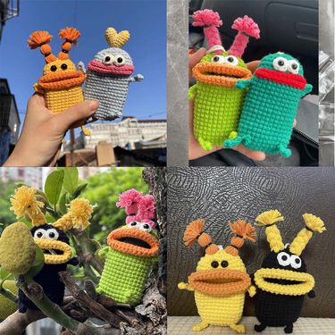 Small And Creative Cute Cartoon Pack Sausage Woolen Car Pendant Big Mouth Monster Key Cover Shell Buckle_autovado.com