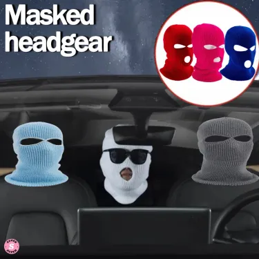 Seat Headcovers Masked Man Funny Hat Personalized Knitted Car Anti-theft Warning Decorative Accessories_autovado.com