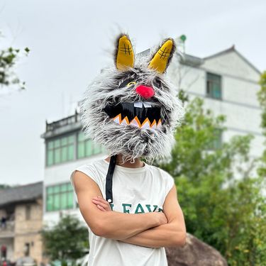 Funny Headgear Scar Rabbit Fur Plush Set Cartoon Warm Windproof Motorcycle Full Helmet_autovado.com