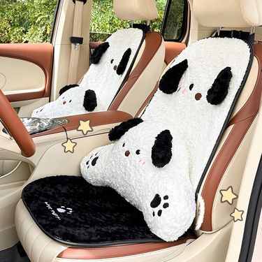 Cartoon dog car seat cushion winter warm and thick cute car seat cushion plush soft and comfortable seat cushion_autovado.com
