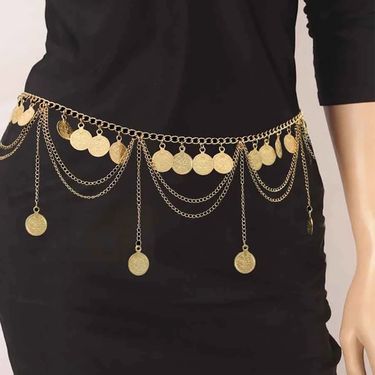 HOT Bohemian All-match Tassel Coin Vintage Metal Dress Female High Waist Chain Belt for Women Accessories_autovado.com