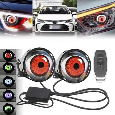 Devil Eye LED Dynamic Ambient Light Modification Universal Car Motorcycle Lens Headlight_autovado.com