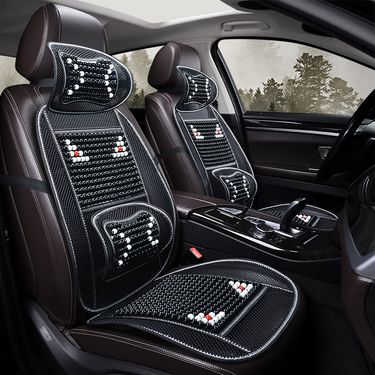 3pcs Car Cushion Summer Cool Mat Single Wooden Beads Summer Breathable Mat Ventilation Cool Four Seasons Universal Three-piece Set_autovado.com