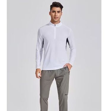 Men's Clothing Dark Pattern Quick-Drying Clothes Long-Sleeved T-Shirt Stand-Up Collar Polo Fitness Sports Running Breathable Tide_autovado.com