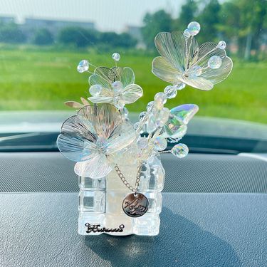 Crystal Flower Ornament For Dashboard, Girl's Interior Decoration, Car Decoration_autovado.com