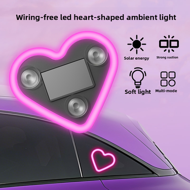 New Solar Heart Atmosphere Car Decorative Triangle Window Ambient Heart-shaped Neon Light_autovado.com