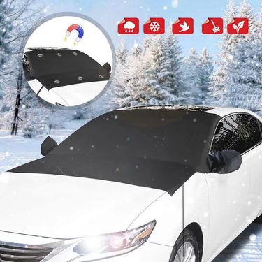 Car snow shield with ears Oxford cloth car snow shield with rearview mirror cover black glue winter snow shield car_autovado.com