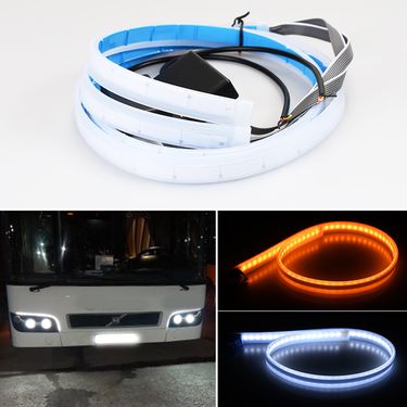 24V Dedicated Car Daytime Running Ultra-Thin Guide Strip Car-Specific White-Yellow Dual-Color Flowing Turn Signal Light_autovado.com