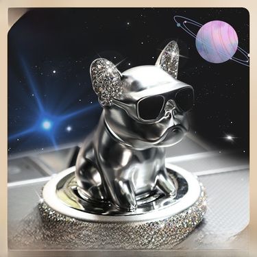 Diamond-encrusted sunglasses shaking head dog car perfume ornaments with diamond Bulldog car solid aromatherapy car interior decorations_autovado.com