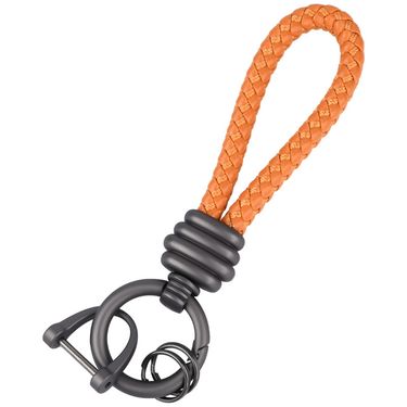 Braided Leather Rope Car Keychain Business Horseshoe Buckle Key Accessories Creative Bag Keychain Metal Pendant_autovado.com