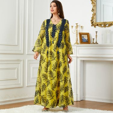 Women's Clothing Arab clothing Dubai embroidered dress Muslim women's evening dress Middle Eastern robe_autovado.com