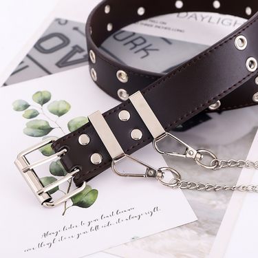 HOT Alloy Women Punk Belts Chain for Genuine Leather New Fashion Pin Buckle Jeans Ladies Retro Decorative 110cm_autovado.com