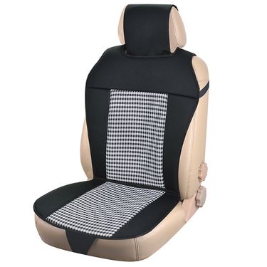 Hot black and white check jacquard mesh fabric patchwork hat one-piece front seat car cushion four seasons universal seat cover_autovado.com