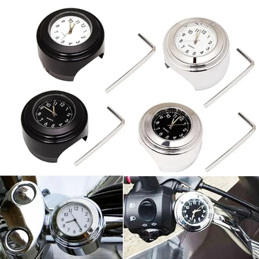 Dustproof Quartz Aluminum Alloy Motorcycle Luminous Time Table Universal Car Handlebar Clock_autovado.com
