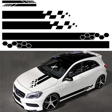 Side Skirt Body Waist Line Decal Racing Stripes Hood Rearview Mirror Full Car Sticker Modification_autovado.com