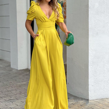 Women's fashion fashion elegant plus size wide leg jumpsuit_autovado.com