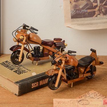 Vintage Wooden Motorcycle Model - Handcrafted Desktop Decor For Home & Office (Retro Style Wooden Sculpture & Unique Gift Idea)_autovado.com