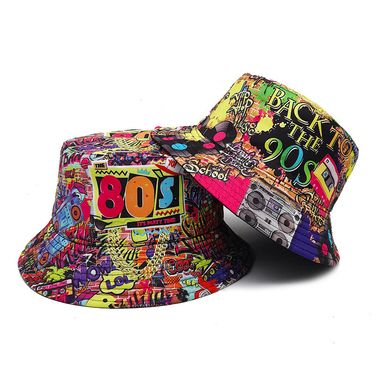 Hot Sale New Vintage Fisherman With Pattern Women Double face Spring Summer Outdoor Sun Protection Hat Men Adult Bucket Cap_autovado.com