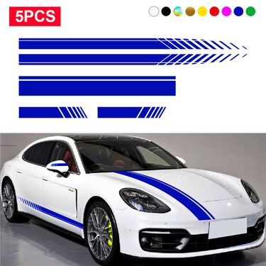 5-Piece Striped Polyester - High Gloss Car Side Stickers_autovado.com