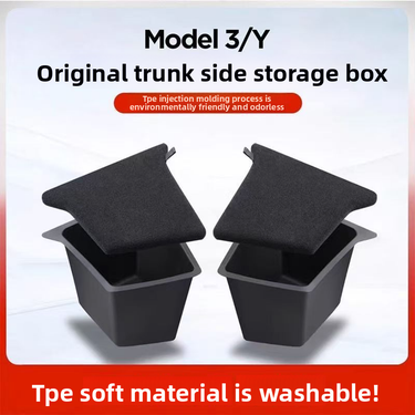 Suitable For Tesla New Model Y/3 Trunk Storage Box TPE Side Pocket Organizer Accessories_autovado.com