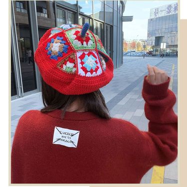 Hot Sale Crochet for berets winter hats vintage beret women woman new in Ladies mushroom hat_autovado.com