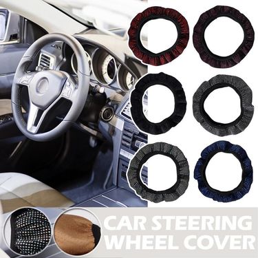 Car Steering Wheel Set With Diamond Elastic All Season Universal Anti Slip Rhinestone 38CM_autovado.com