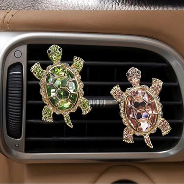 New Crystal Shining Cute Tortoise Perfume Clip Creative Car Fragrance Decoration_autovado.com