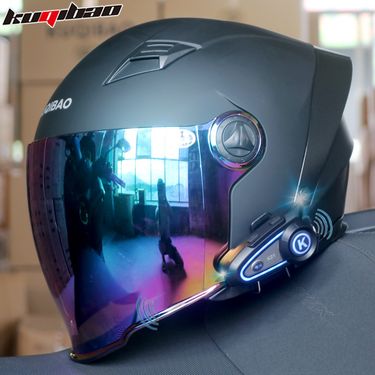 Motorcycle Helmet With Bluetooth Intercom, 3/4 Open Face Design, Dual Visor, 3C Certified, ABS Material, Multiple Color Options_autovado.com