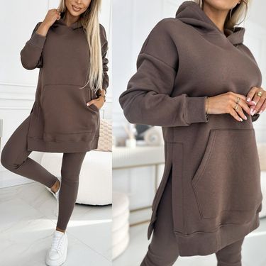 Women's Clothing sports leisure hooded sweatshirt thickened threaded leggings two piece suit_autovado.com