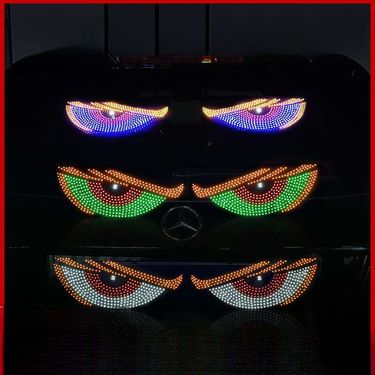 New LED Devil Brand Car Sticker Dynamic Eye DIY Waterproof Display Screen Truck Decorative Light_autovado.com