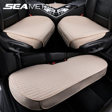 Linen Cover Flax Breathable Car Seat Cushion All Seasons Universal Non-Slip Protector Pad Fits For Sedan Van SUV Truck_autovado.com