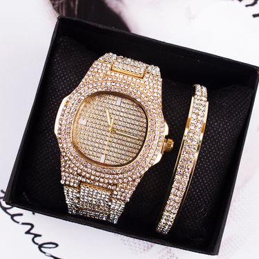 Diamond fashion watch set bracelet ladies wristwatch men_autovado.com