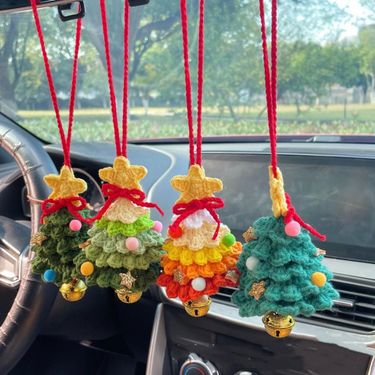 New Christmas tree decoration rearview mirror car interior yarn pendant_autovado.com