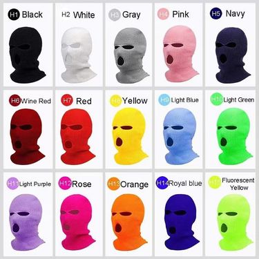 Autumn Winter Yuanbao Needle Three-Hole Knitted Candy Color Wool Hat Head Wrap Neck Warmer Outdoor Cycling Windproof_autovado.com