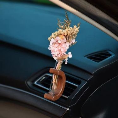 Car air outlet special car mounted vase center console hydroponic flower holder interior decoration solid wood ornament_autovado.com