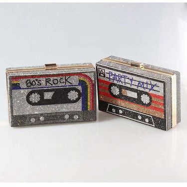 US dollar bag new retro tape diamond bag full diamond bag party bag evening bag hand-held fashion women's bag_autovado.com