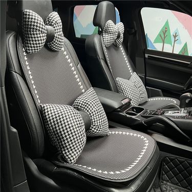Car seat cushions, all season ice silk car cushions, summer cool, breathable and non slip cushions, popular houndstooth car seat covers_autovado.com