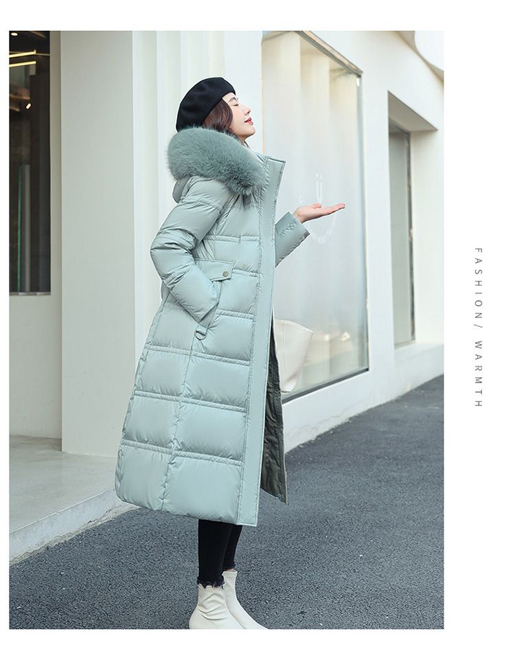 Women's Clothing Winter New Cotton Jacket Large Fur Collar Medium Length Slim Belt Slim Temperament Down Cotton Jacket Women's Jacket_autovado.com