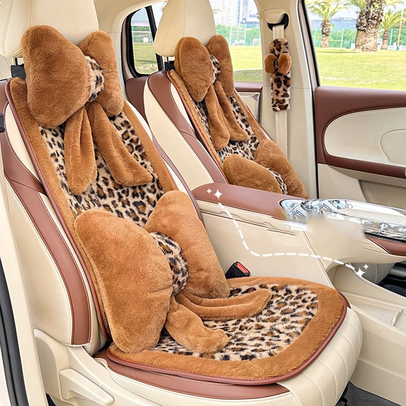 Fashion Print Car Soft Plush Leopard Steering Wheel Cover Winter Women Auto Interior Accessories Seat Pad_autovado.com