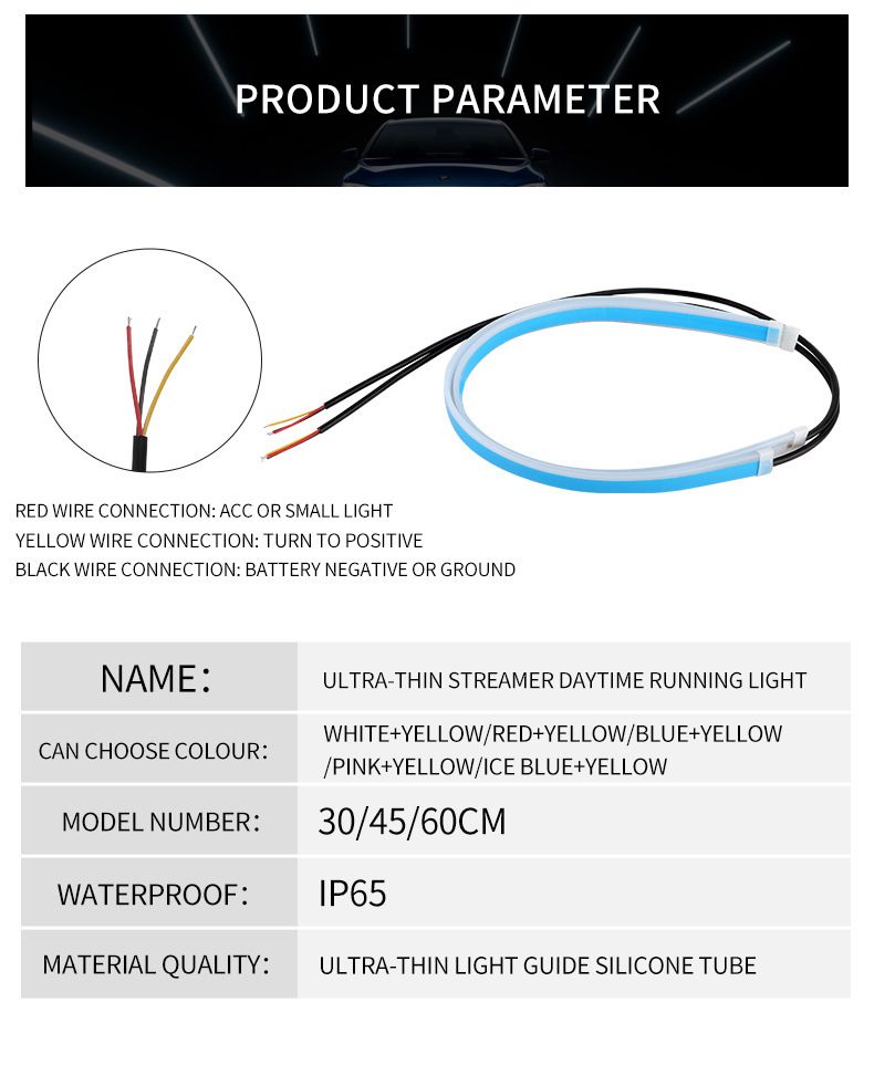 Car Ultra-Thin LED Daytime Running Guide Flowing Dual Color With Turn Signal Universal Silicone Decorative Light Strip_autovado.com