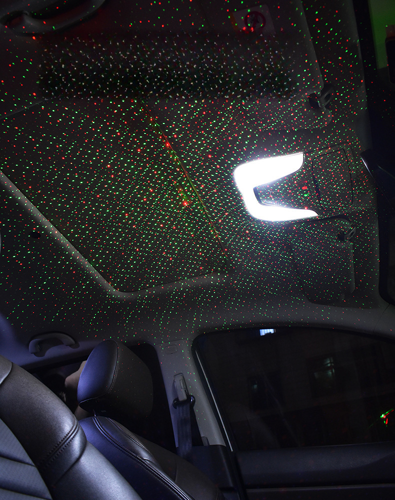 Dual color starry sky USB ambient interior projection light, car roof full of stars, laser rhythm light_autovado.com