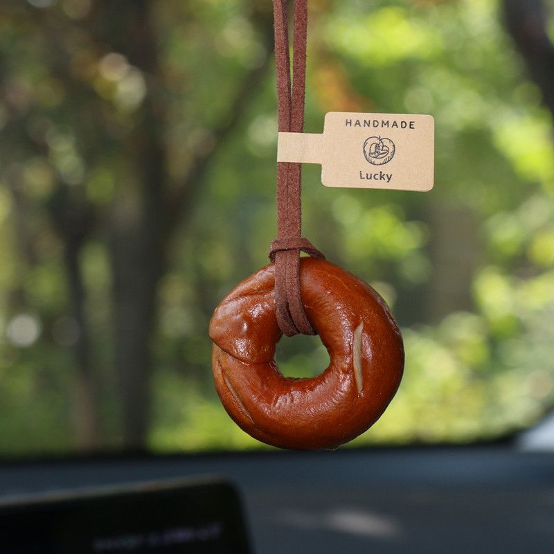 Handmade alkaline bread car pendants rearview mirror pendants creative personality car ornaments_autovado.com