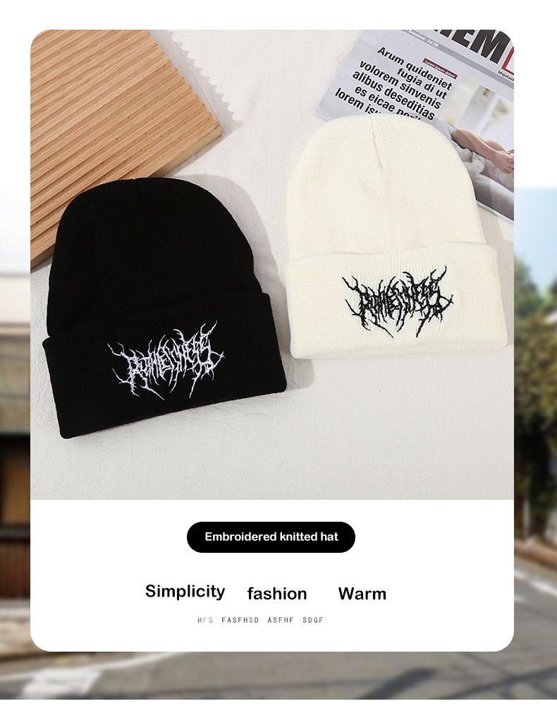 Hot Sale Women Men Winter Gothic Street Punk Knitted Hood Caps 100% Cotton Fashion Keep Warm Skull Hats_autovado.com